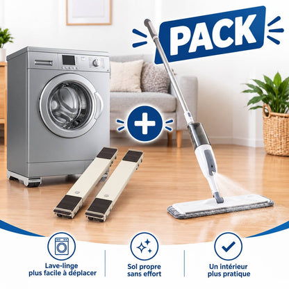 Serpillière pulvérisatrice - Déplaceur extensible à roulettes™